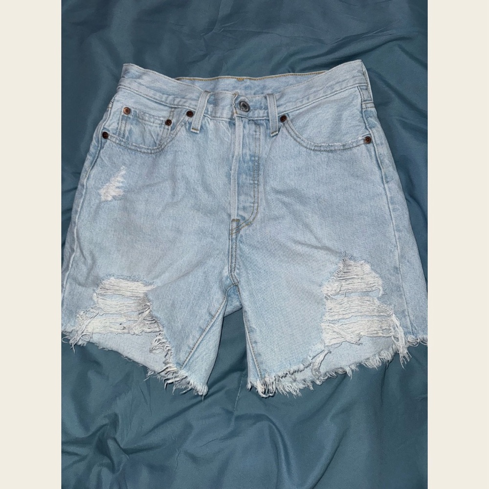 Distressed Light Blue Levis Shorts